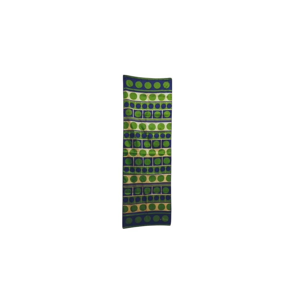 Vintage Vera Neumann Scarf Green Blue Polka Dot Mod 1970s Japan 44in Square
